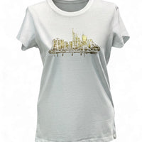 Skyline sunrise by frankfurtkind | T-Shirt women Round-neck
