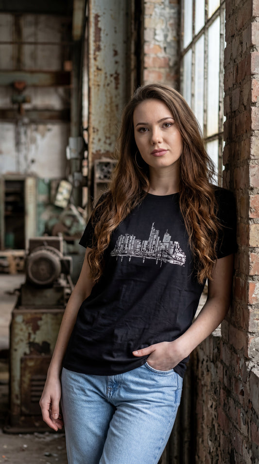 Skyline moonlight silber by frankfurtkind | T-Shirt women Round-neck