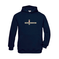 Navy Scrabble FFM Frankfurt Kids Hoodie von frankfurtkind mit Frontprint.
