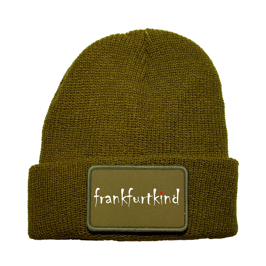 Removable Patch Beanie unisex green