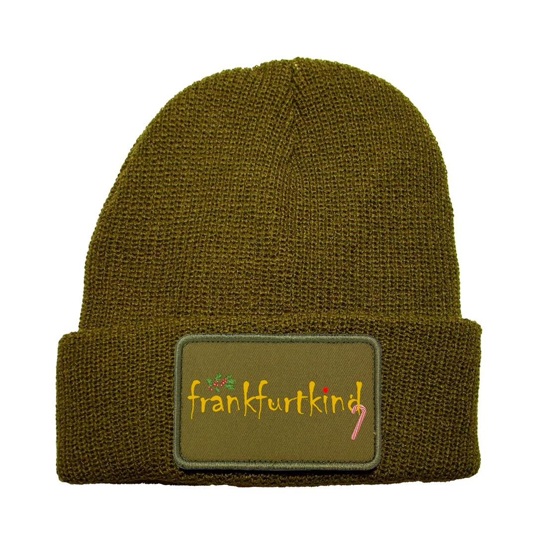 Removable Patch Beanie unisex green