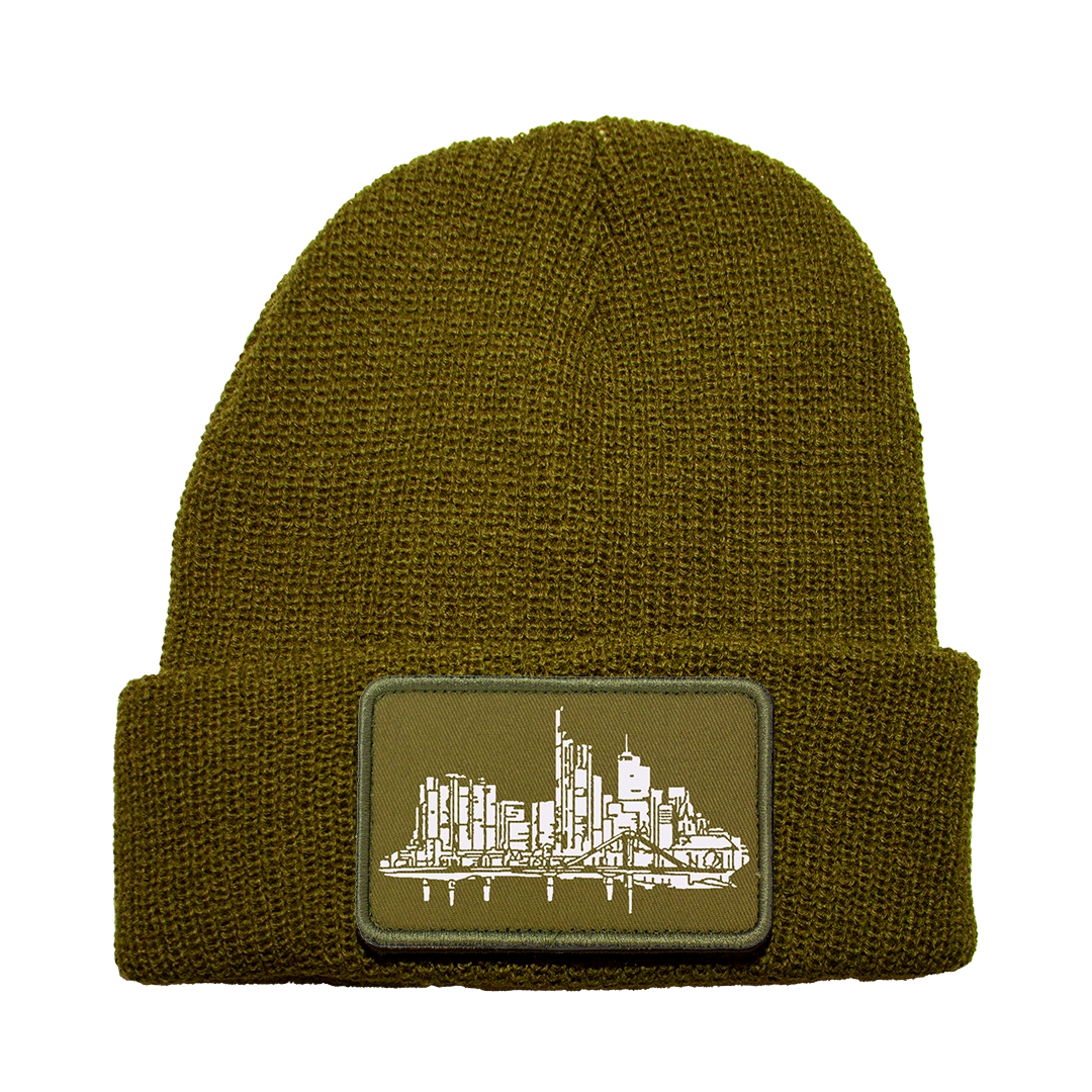 Removable Patch Beanie unisex green