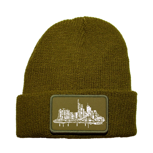 Removable Patch Beanie unisex green