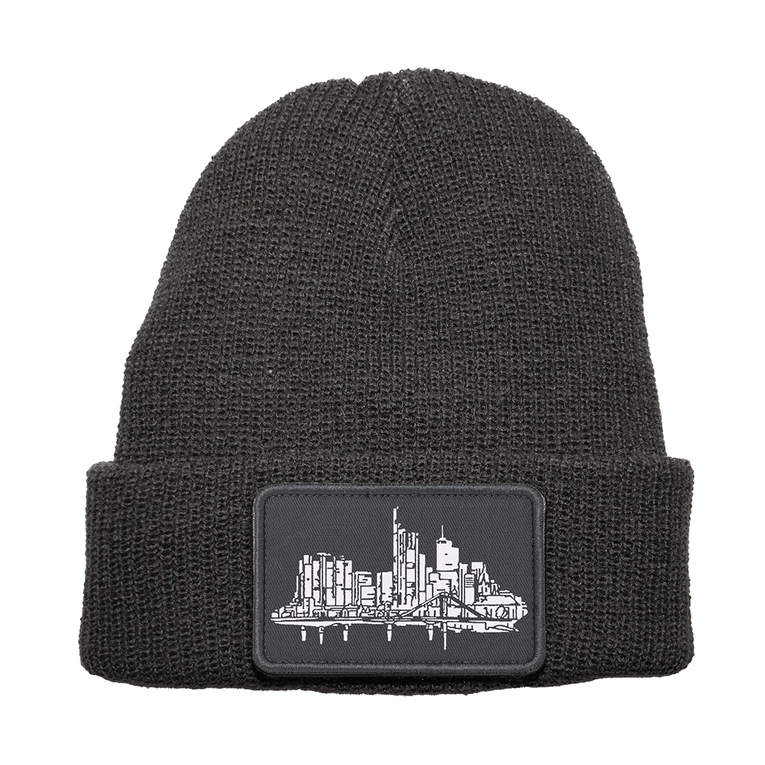 Removable Patch Beanie unisex grey