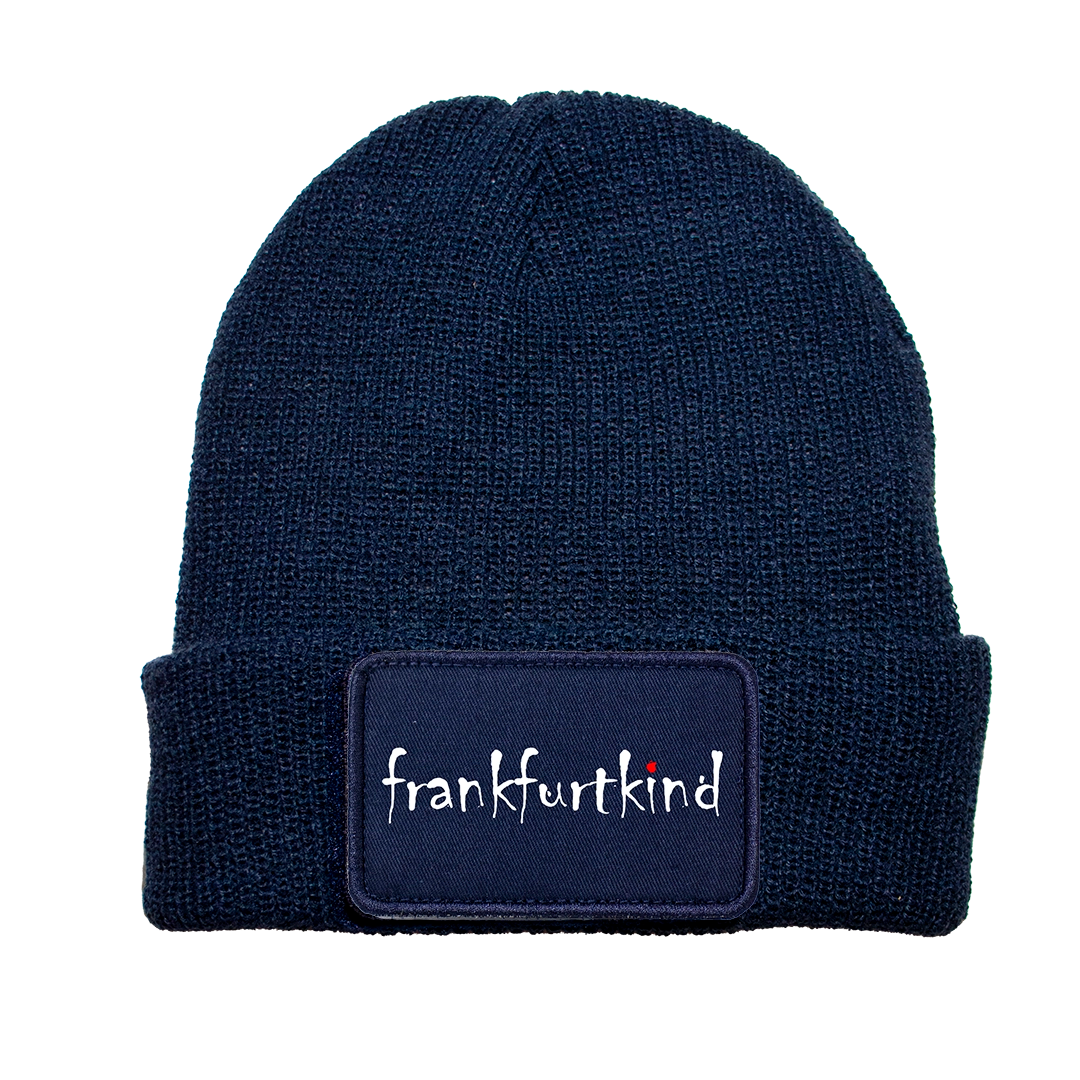Removable Patch Beanie unisex navy