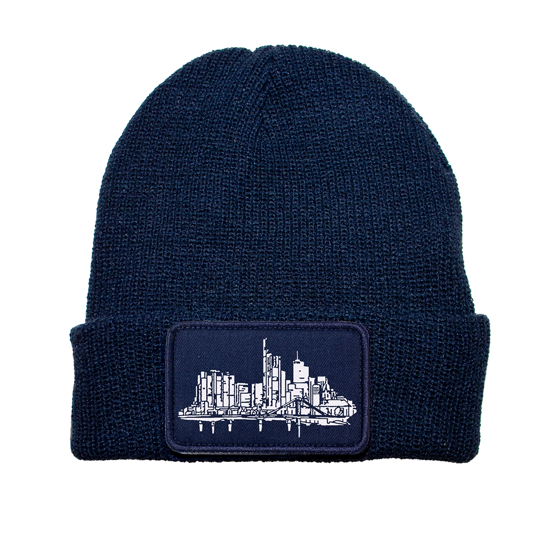 Removable Patch Beanie unisex navy