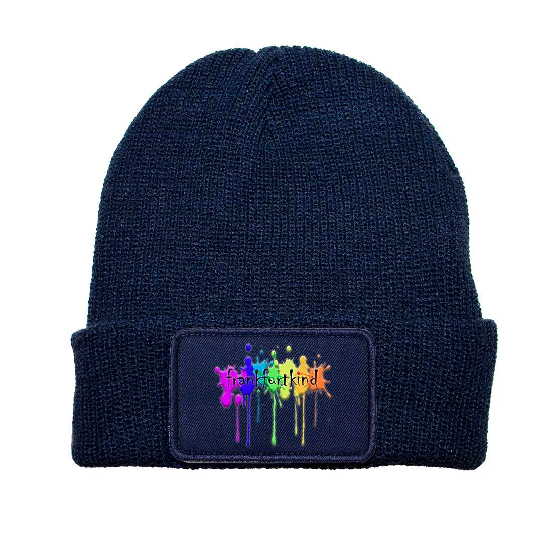 Removable Patch Beanie unisex navy