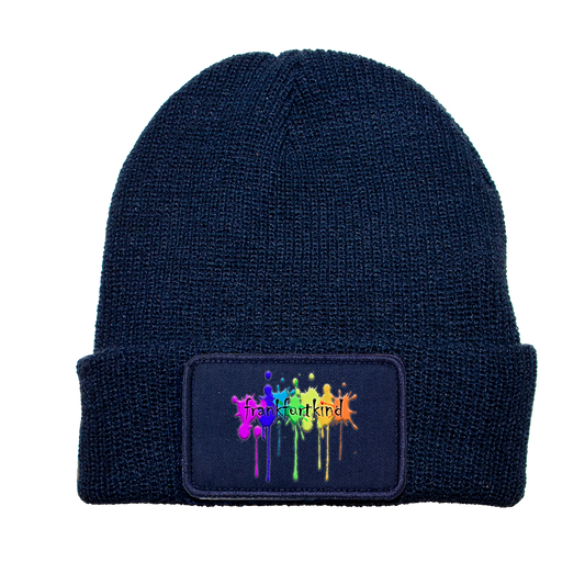 Removable Patch Beanie unisex navy