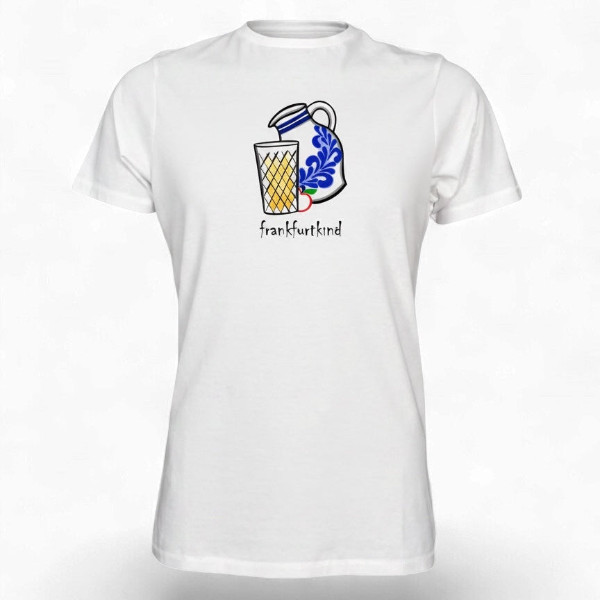 Weißes Bembel Frankfurt T-Shirt von frankfurtkind mit Frontprint.