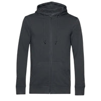 Asphalt Farbener Bembel und Geripptes Frankfurt organic ZIP Hoodie von frankfurtkind Frontansicht.