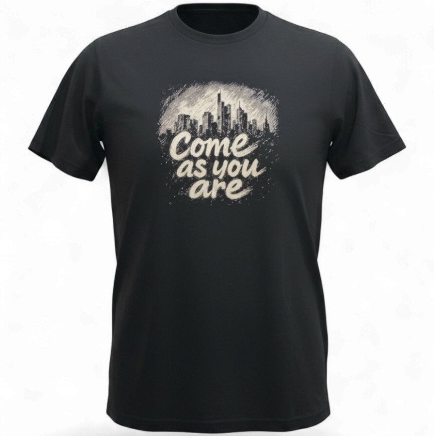 Schwarzes come as you are color Frankfurt T-Shirt von frankfurtkind mit Frontprint.