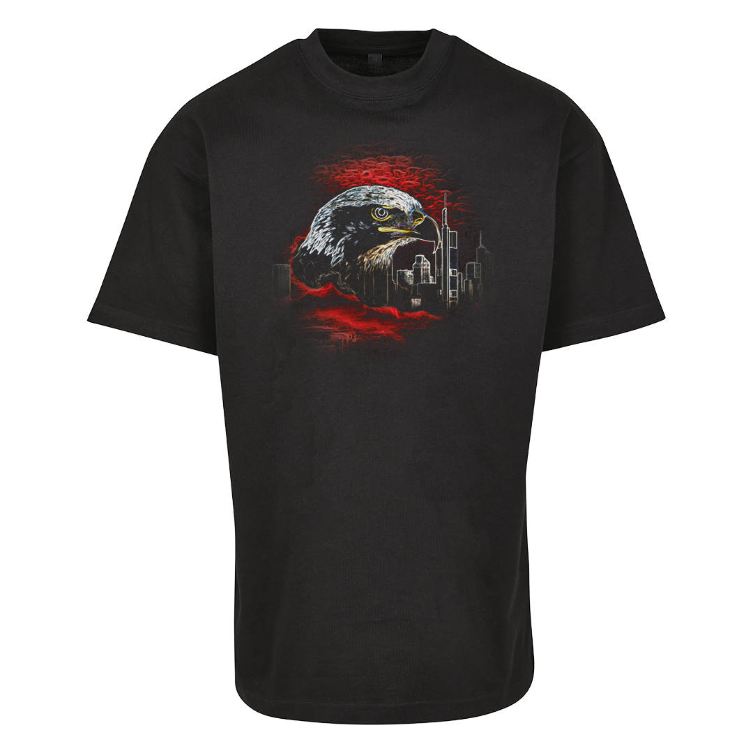 Schwarzes Eagle FFM Frankfurt Heavy Oversized T-Shirt von frankfurtkind mit Frontprint.