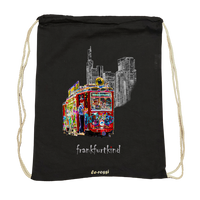 Schwarzer Ebbel-Ex Frankfurt Baumwoll Turnbeutel von frankfurtkind mit Print.