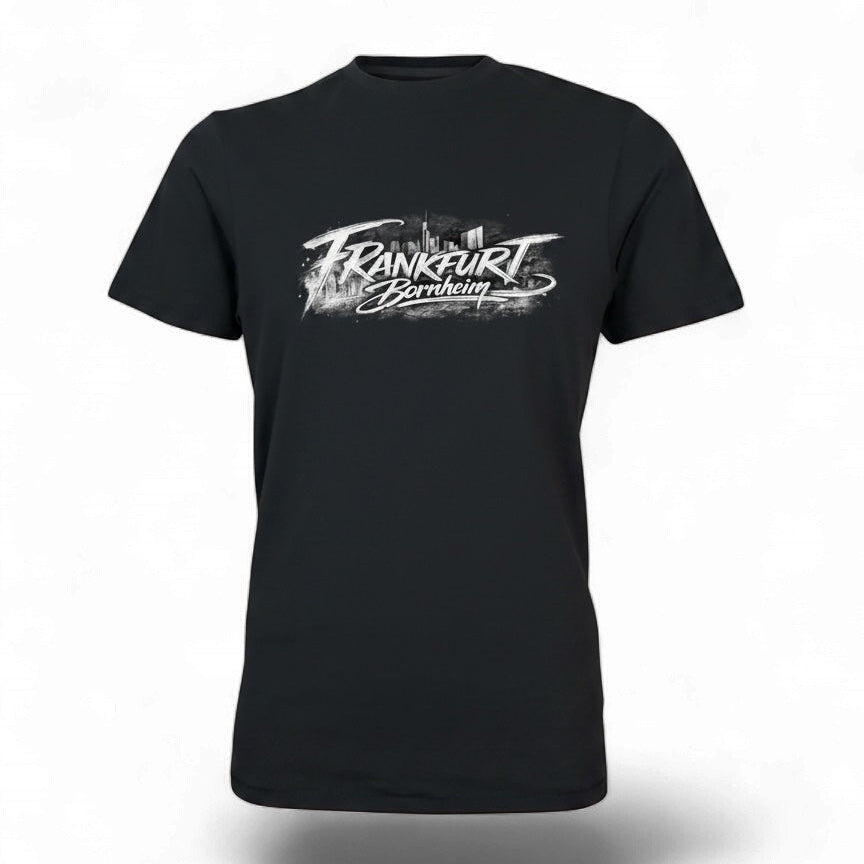 Schwarzes Frankfurt Bornheim Frankfurt Damen T-Shirt von frankfurtkind mit Frontprint.