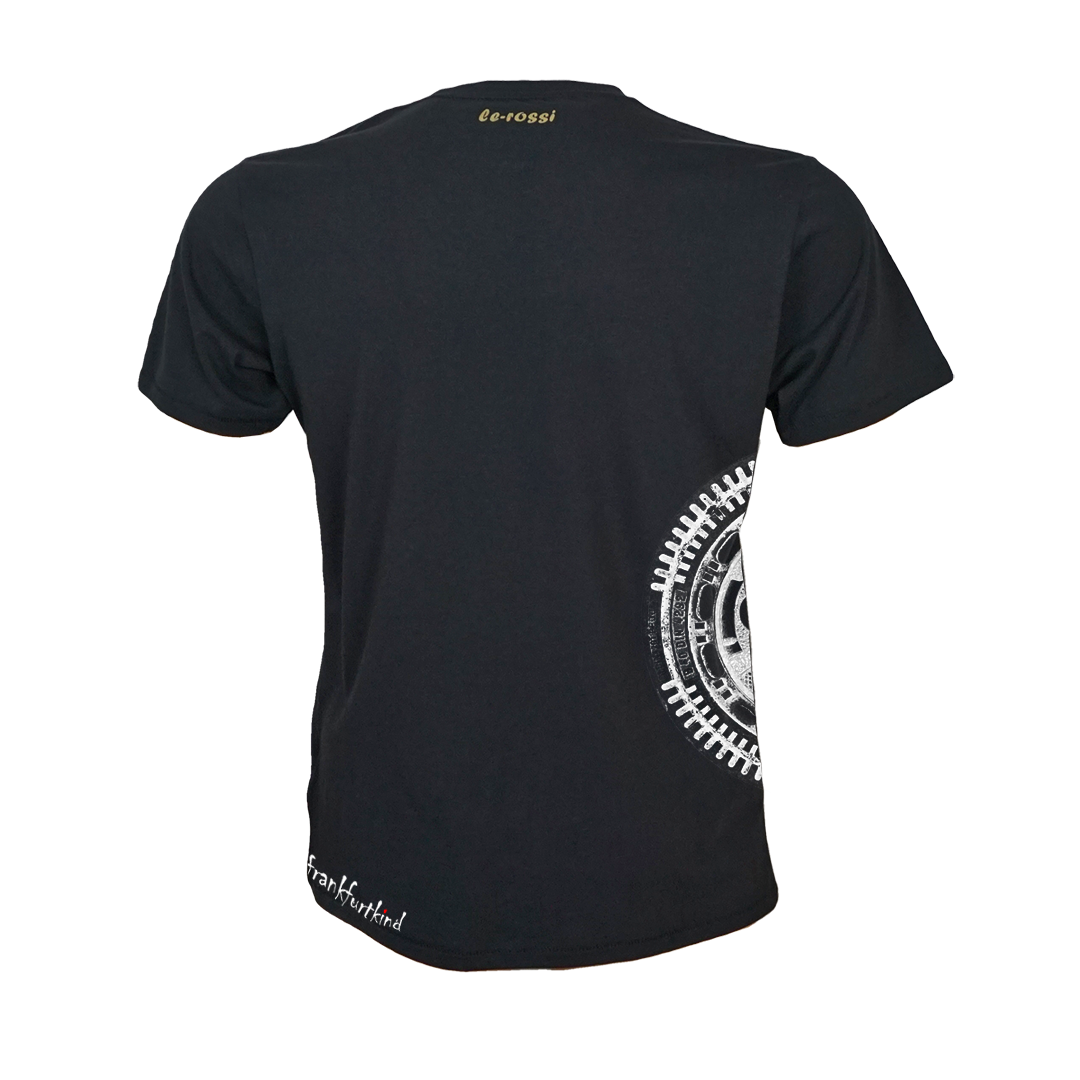 Schwarzes Frankfurter Deckel Frankfurt T-Shirt von frankfurtkind mit Rückenprint.