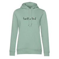 Sage Farbender frankfurtkind Frankfurt Organic Damen Hoodie von frankfurtkind mit Frontprint.