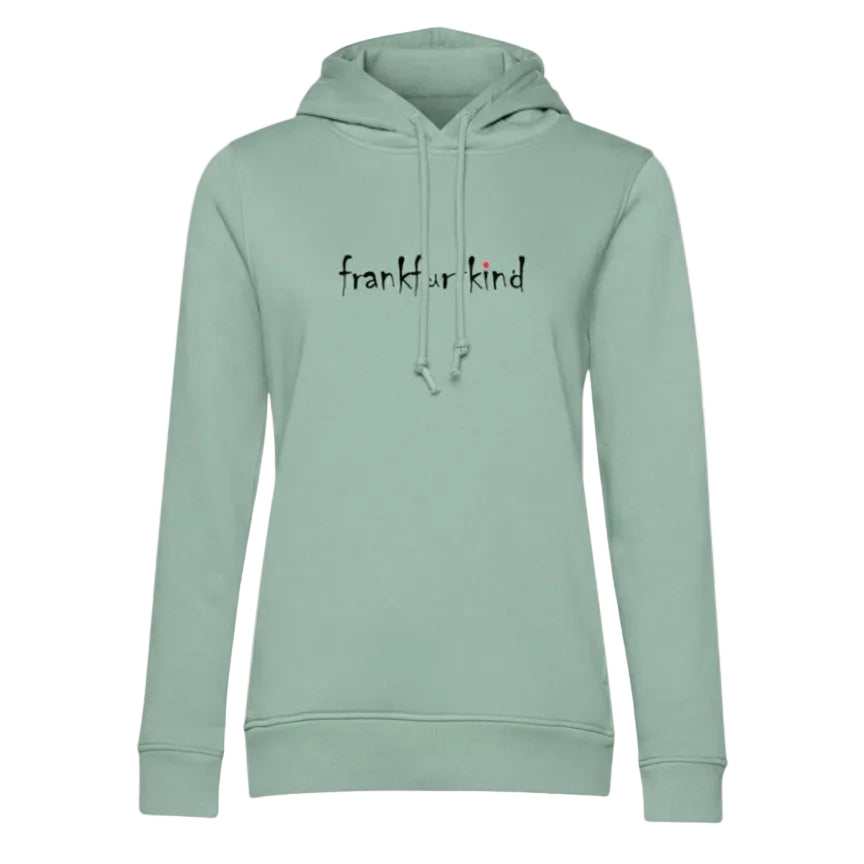 Sage Farbender frankfurtkind Frankfurt Organic Damen Hoodie von frankfurtkind mit Frontprint.