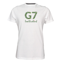 weißes G7 Frankfurt T-Shirt von frankfurtkind mit Frontprint.
