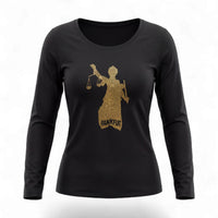 schwarzes Damen Longsleeve Shirt mit Gold Effekt Frontprint von frankfurtkind.