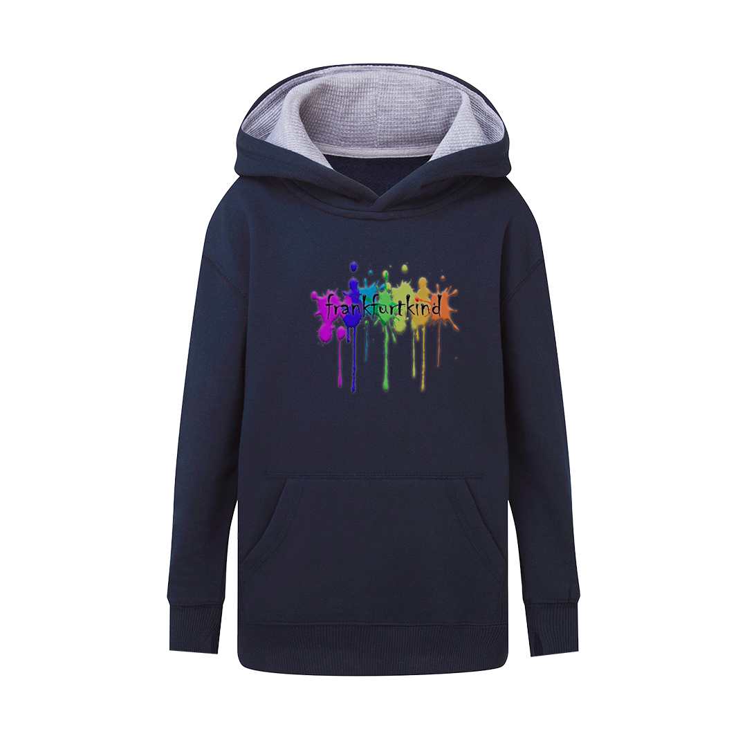 Navy grauer snippet Frankfurt Kids Contrast Hoodie von frankfurtkind mit Frontprint.