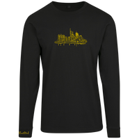 Schwarzes Skyline Gold Frankfurt Longsleeve von frankfurtkind mit Frontprint.