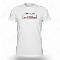 Weißes Waldstadion Frankfurt T-Shirt von frankfurtkind mit Frontprint.