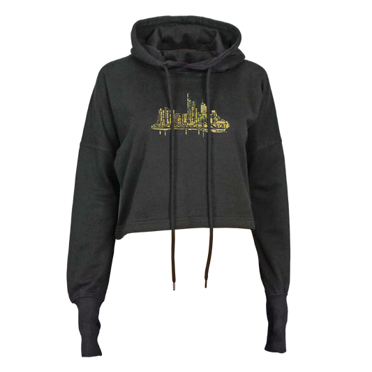 Skyline GOLD by frankfurtkind | Cropped Ladies Hoodie