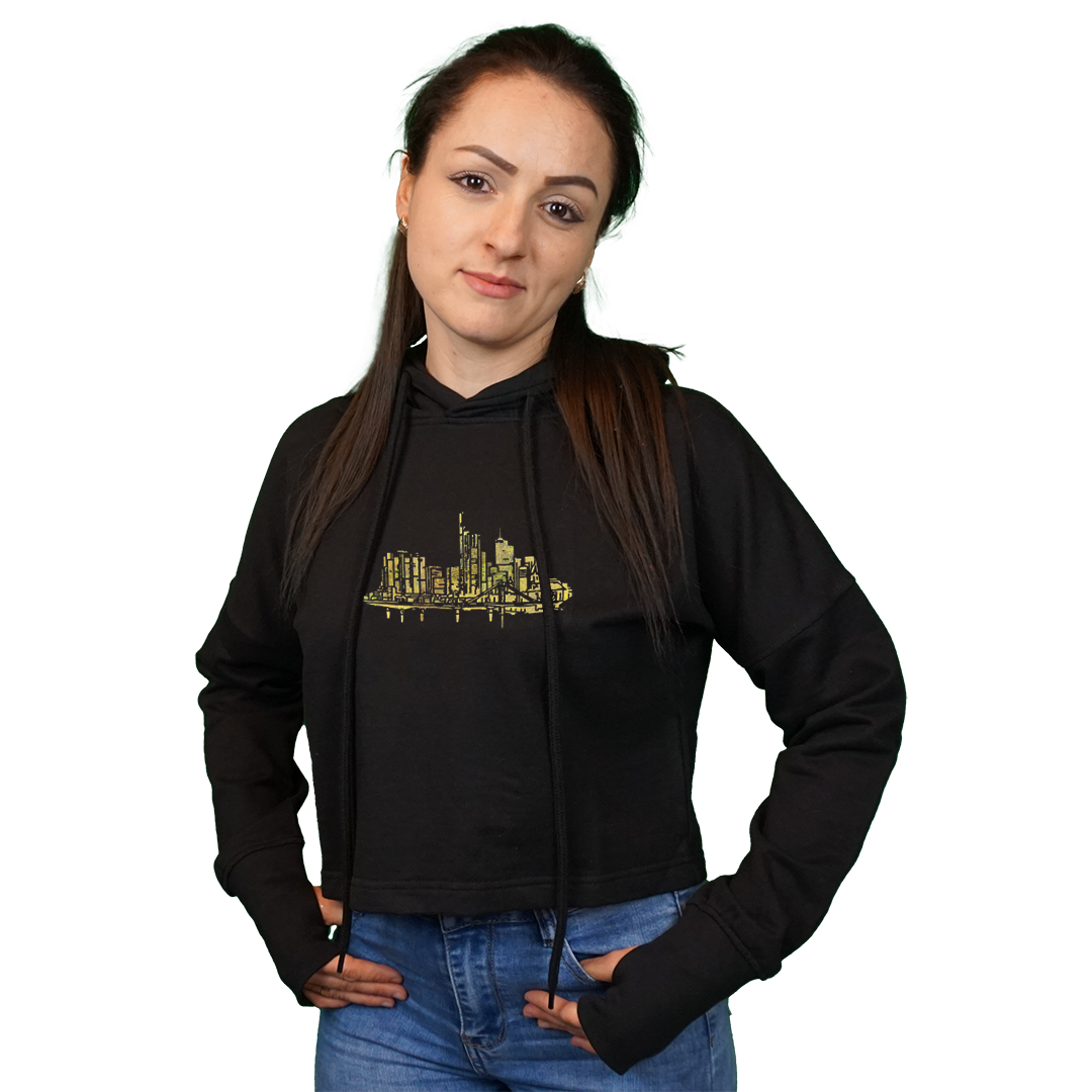 Skyline GOLD by frankfurtkind | Cropped Ladies Hoodie