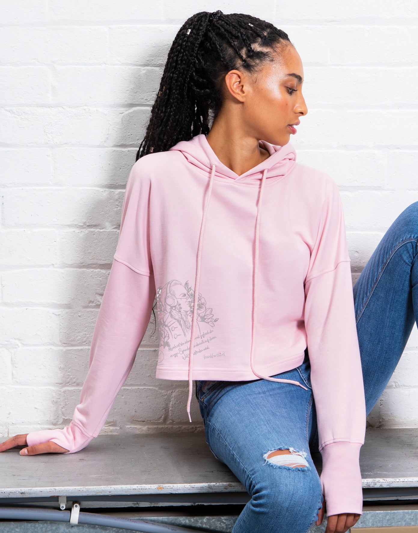 Ganz ohne Worte by frankfurtkind | Cropped Ladies Hoodie