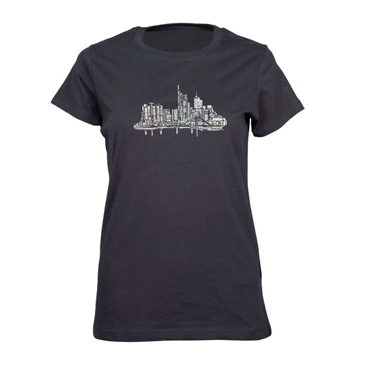 Skyline moonlight silber by frankfurtkind | T-Shirt women Round-neck