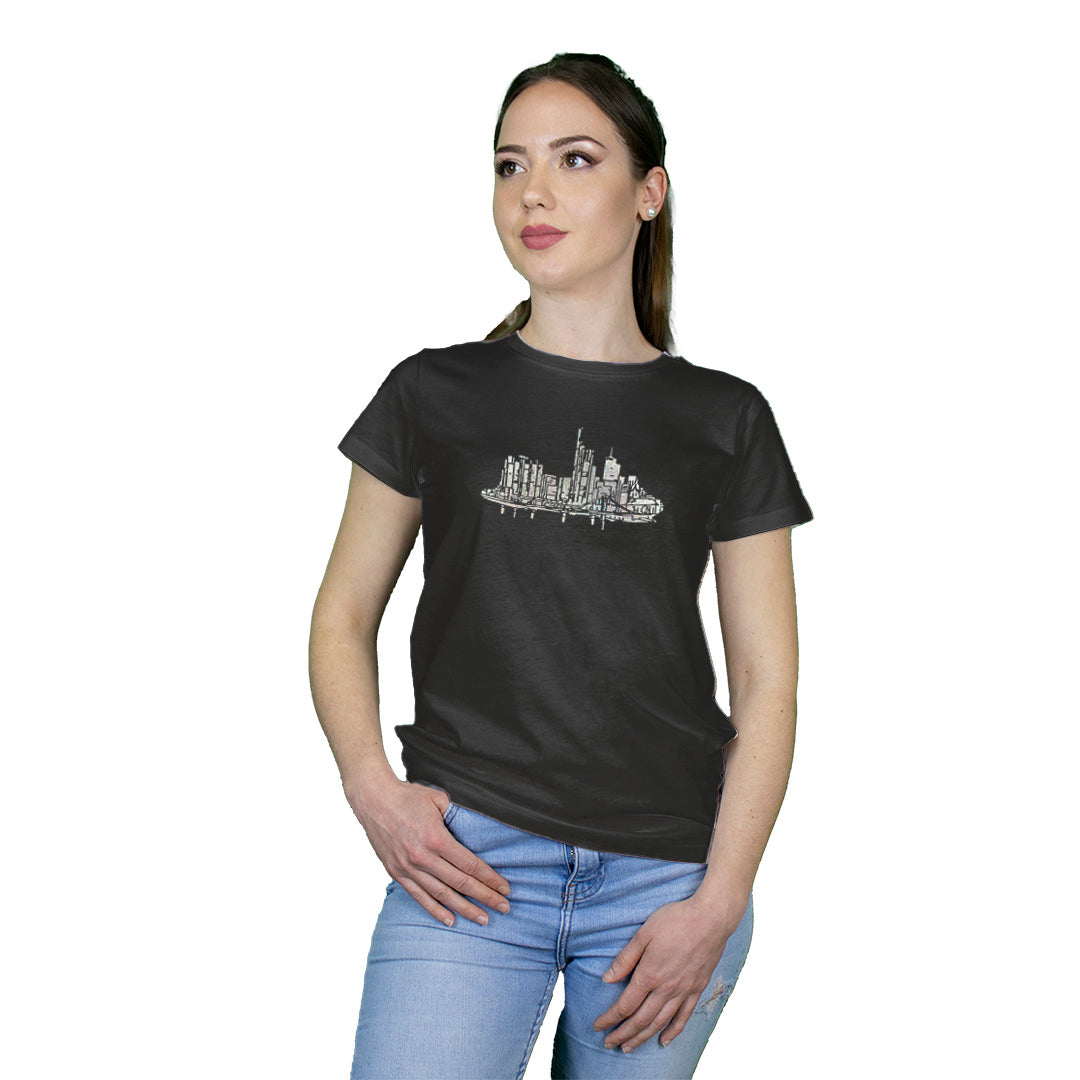 Skyline moonlight silber by frankfurtkind | T-Shirt women Round-neck
