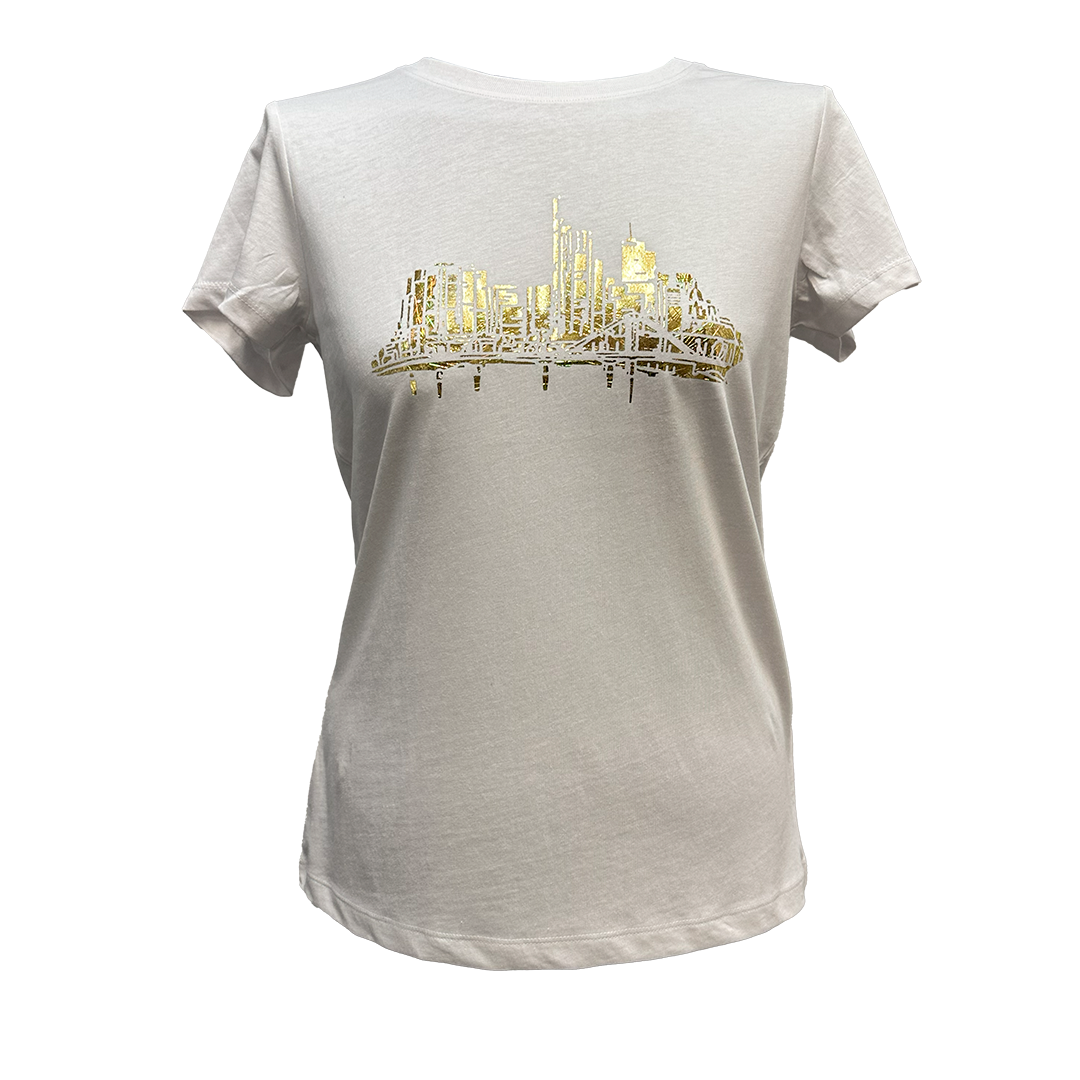 Skyline sunrise by frankfurtkind | T-Shirt women Round-neck