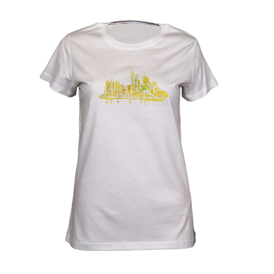 Skyline sunrise by frankfurtkind | T-Shirt women Round-neck