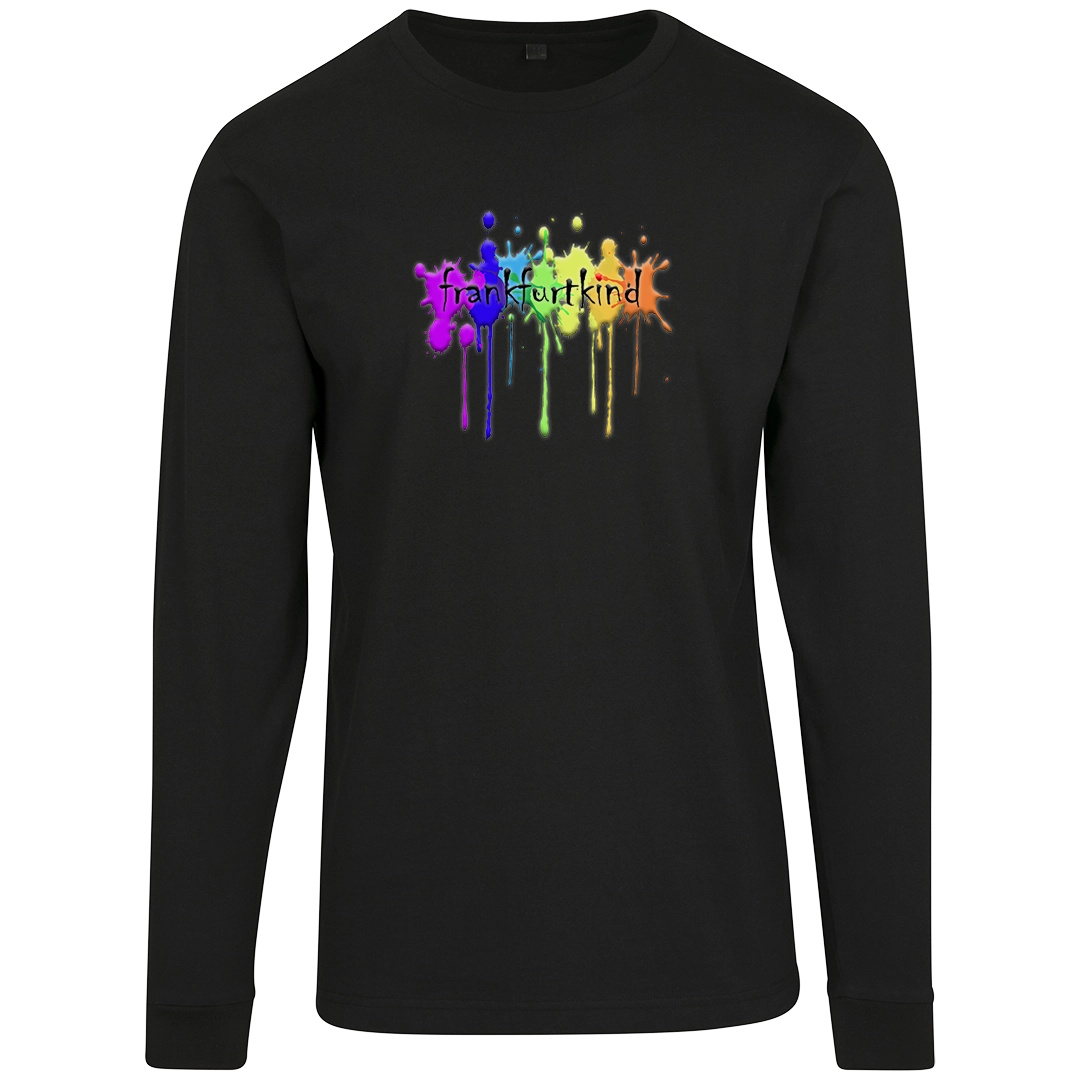 Schwarzes Rainbow Frankfurt Longsleeve von frankfurtkind mit Frontprint.